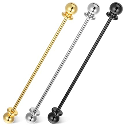 3 PCS Collar Pins for Men Zinc Alloy Shirt Collar Bar Tie Pin Set Collars Clips for Men Dress Shirts Tie Collars Bar Ball Clasp Lapel Stick Brooch for Wedding Business Silver Gold Black
