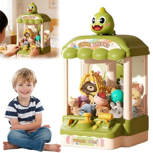 Macchina Claw per Bambini, Carino Distributore di Bambole con Suoni & Peluche, Giocattolo Elettrico Estrazione Caramelle, Premi per Compleanni Ragazze 3-8 Anni-Green