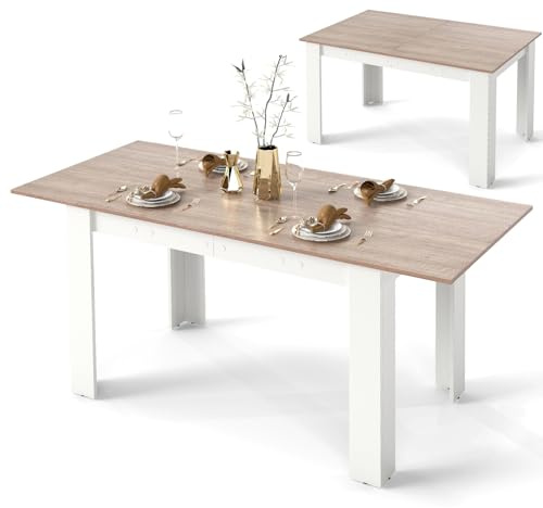COSTWAY Tavolo Allungabile da Pranzo per 4-6 Persone, Tavolo Consolle Estensibile, Tavolo Moderno da Cucina, Soggiorno e Sala da Pranzo, 158 x 70 x 76 cm (Bianco)