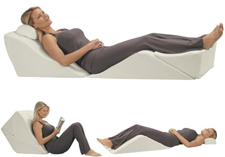 Contour BackMax Bed Wedge Lumbar Support System - Multi-Positional Back, Leg & Knee Elevation Pillows for Sleep & Recovery with Orthopedic Zero Gravity Weightless Comfort - Bonus Half Roll Neck Pillow
