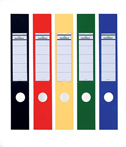 Durable 809000 - Ordofix, copridorso adesivo, personalizzabile, per raccoglitori larghi 70 mm, 60x390 mm, assortiti, confezione da 10 pezzi