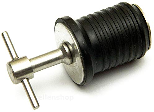 wellenshop Lenzstopfen für Boote Länge 58 mm Edelstahl Gummi Schwarz Verschlussstopfen Bilgestopfen