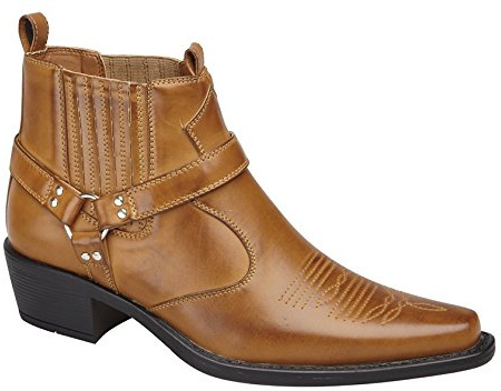 USBRASS 'Eastwood ' Ankle Harness/Gusset Cowboy Boots UK 10 Tan
