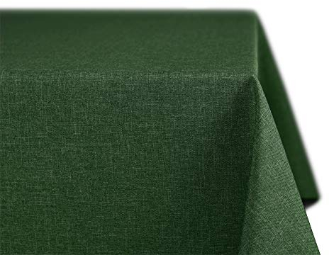 BEAUTEX fleckenabweisende und bügelfreie Tischdecke - Tischtuch mit Lotuseffekt - Tischwäsche in Leinenoptik, Eckig 110x140 cm, Dunkelgrün