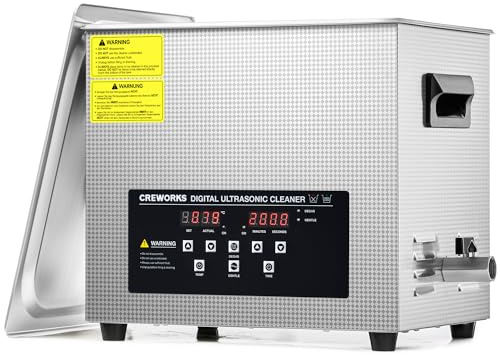 CREWORKS 10L Digital Ultrasonic Cleaner with Heater and Timer, 240W Stainless Steel Ultrasonic Cleaning Machine, Professional Ultrasonic Parts Cleaner for Retainer Auto