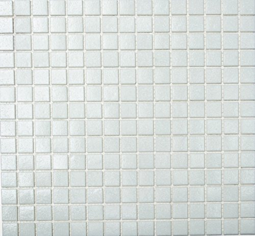 Mosaik-nätverk mosaikplatta kvadrat uni vit glasmosaik med effekt fläckar kakelspegel, mosaiksten Format: 20 x 20 x 4 mm, bågstorlek: 327 x 305 mm, 10 bågar