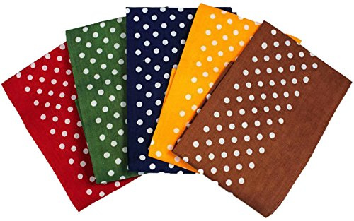 Soprano pack of 5 Polka Dot cotton Handkerchiefs (MultiColoured)(Size: 40cms x 40cms)