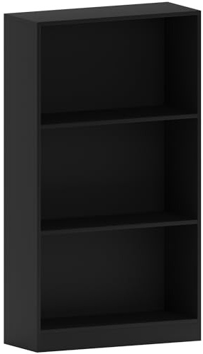 Vida Designs Cambridge Bücherregal mit 3 Ebenen, mittelhoch, schwarz, Holz-Regaleinheit für Büro, Wohnzimmermöbel, 24 x 60 x 108 cm