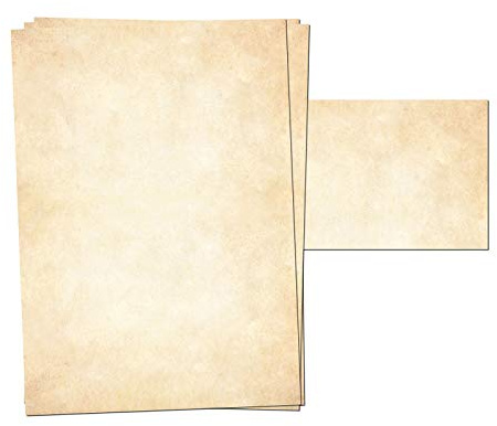 Presentou Set med 25 brevpapper, tryckta på båda sidor, 120 gram papper, motivpapper, certifikatpapper, meny, kärleksbrev (vintage-ljusa, 25 + 25 ark + kuvert)