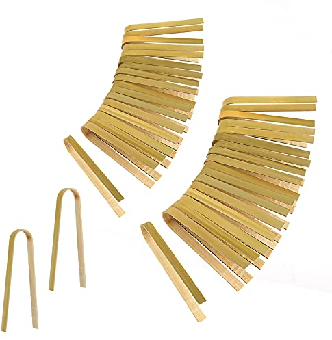 LUTER 40 Piezas 10cm Pinzas de Bambú Desechables Utensilios de Cocina Pinzas para Tostar Pinzas Madera Cocinar para Cocinar