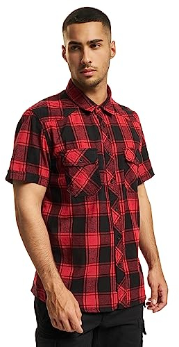 Brandit Check Shirt Short Sleeve, color: red/black, size: L