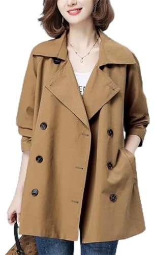 ROTAKUMA Spring Automne Nouveau Trench Coat Femme Double Poutre Casual Casual Trenchs Manteaux Femmes Court Court Sac À Vent Mince (Color : Coffee, Size : XXL)