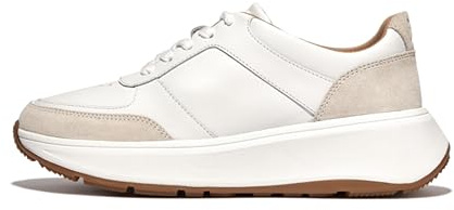 F-Mode Leather/Suede Flatform Sneaker Urban White
