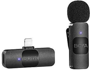 BOYA Micrófono de Solapa inalámbrico de Solapa para iPhone iPad - Mini micrófono Condensador omnidireccional de grabación de vídeo para entrevista Podcast Vlog Youtube Live Stream