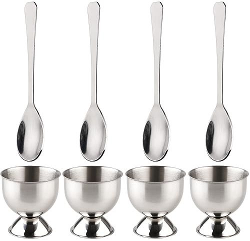 Leegg-DE Edelstahl Eierbecher Löffel 8er Set für weich gekochte Eier Frühstück (Edelstahl)