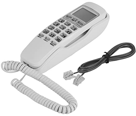 Telefon mit Fester Wand, Weißes Wandtelefon, Schnurgebundenes Telefon mit Anrufanzeigebildschirm, Geräuschunterdrückungsfunktion, Wahlwiederholung mit Einer Taste