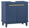 SoBuy Mueble Bajo para Lavabo – Armario de Baño con Puertas – Mueble Bajo para Lavabo, Muebles de baño Estrecho de Madera para Espacios Pequeños, Azul, 60 x 59 x 30 cm, BZR113-B
