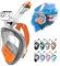 HINATAA Tauchermaske,Schnorchelmaske,180° Anti-Fog Lecksichere Schnorchelset,Kameras Kompatible Taucherbrille,Doppelte schwimmende Kugel Vollgesichts Snorkeling Mask Erwachsene Kinder (L/XL, Orange)