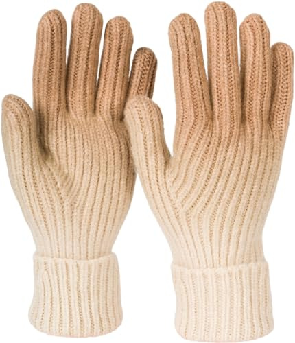 styleBREAKER Stickade handskar för kvinnor med gradient mönster, vinter, ombré stickade handskar, fingerhandskar 09010045, brun-beige, En Storlek