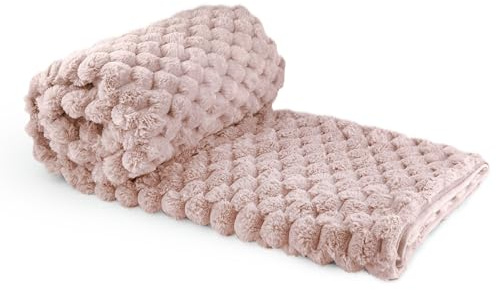 Emma Barclay Lush Luxurious Fluffy Faux Rabbit Fur Throw Blanket (Blush Pink, 50x60 (127x152cm))