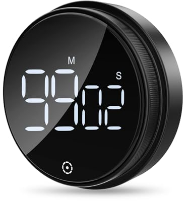 Ankilo Kitchen Timer Digitale, Küchentimer Magnetisch, Eieruhr, Kurzzeitwecker, LED Visuelle Timer, Lauter Alarm,Countdown Countup Timer für Kochen, Backen, Sport, Studieren Schwarz
