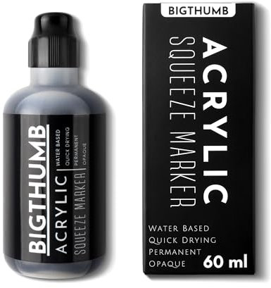 BIGTHUMB Black Graffiti Mop Paint Marker, Water-Based Drip Mop, Fade Resistant graffiti markers for Tagging, Drawing, and Painting Murals, Canvas, Metal, Glass, Paper, and Wood