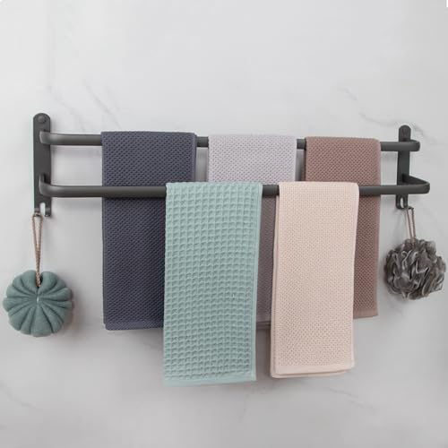 Handtuchhalter 80CM gross dunkelgrau,2-Stöckig Aluminium Selbstklebend/Bohrbarer Küche Handtuchstange für Badezimmer,Küchen,Toilette(15KG)