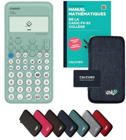 Casio fx-92 Collège Incl. Funda Protectora Azul y Libro especializado (88 páginas, DIN A5) – Calculadora científica – Smart Set (Francés)