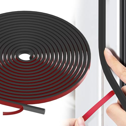 Hejo Dichtungsband Selbstklebend, 6m D Form Fensterdichtung, Wasserdichte Gummidichtung, Schalldichte ＆ Staubdichte Türdichtung für Tür und Fenster (Schwarz, Wabenform)