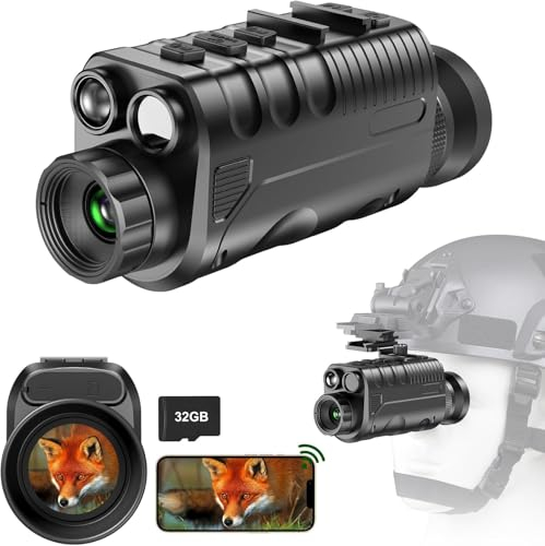 Dowesyeen 4k Monokulares Nachtsichtgerät, 3000 mAh Wiederaufladbares Nachtsichtgeräte für Kopfmontage, 6 X Zoom Nachtsicht 300m, 4 Stufen Dual IR 850 940 nm für Jagd Tierbeobachtung Camping Wandern