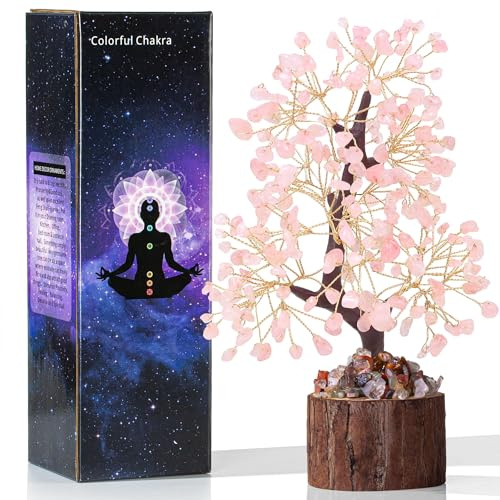 XIANNVXI Rose Quartz Crystal Tree Rose Quartz Tree of Life Pink Ornaments for Bedroom Room Decor Pink Bedroom Accessories