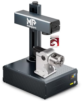 Monport GA 20W Fiber Laser Engraver with Rotary & LightBurn, Portable Desktop Laser Engraver Cutter with Fast Precise Position Autofocus, 110x110mm Laser Marking for Wood Metal Sliver Jewellery More