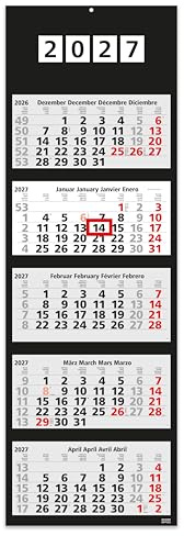 Geiger-Office 5-Month Wall Calendar 2025 Black / 30 x 100 cm, Decorative Large Format with 4 Individual Perforated Calendar Blocks, Foldable Back Panel/Office Calendar (Black 5-Month)