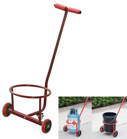 Portable Lightweight Hand Truck, Bucket Cart, Garbage Cart, Gas Bottle Transporter, Wheeled Trolley, Suitable for Moving, Outdoor Use, Home, Travel, and More (Fits for Circumference ＜37'')