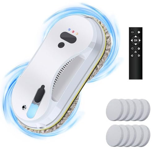 Robot Limpiacristales con función rociador, arandela de cristal automático, control remoto, aspirador lavadora 3800 Pa succión para todas las superficies lisas robot raspador