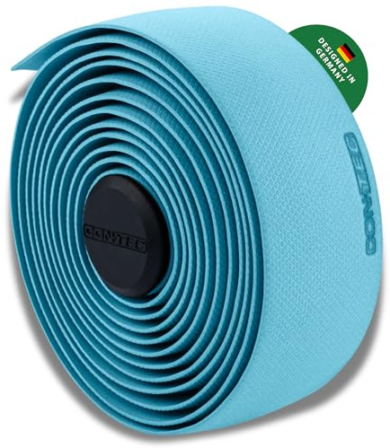 CONTEC Lenkerband Prestige.Grip, 2000x30x2,5 mm, aus EVA-Schaum und Gel, selbstklebend und rutschsicher, mit Klebestreifen und 2 Lenkerstopfen, Paar, hellblau