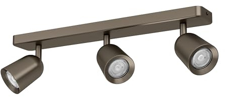 EGLO Camaldoli Taklampa med 3 ljuskällor, med tre flexibla strålkastare | spotlighttaklampa av bronsfärgat stål, GU10-sockel