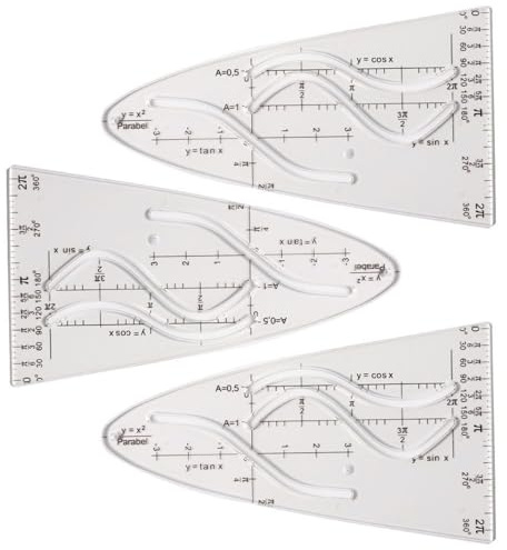 Stencil parabolico a forma di parabola, righello ausiliario matematico per designer, scuola, ufficio, modello parabolico