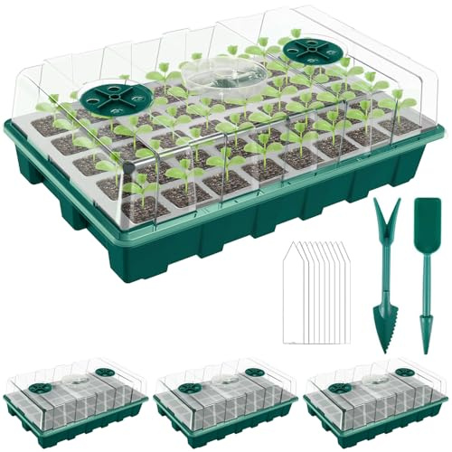 zociko Mini Serre pour Plantes 3 Pièces, 120 Cellules Intérieure Plateau Semis, Plateaux de Culture avec Couvercle, Propagateur, Bac à semis Pépinière Boîte de Culture pour Germination des Graines XL