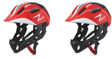 Set di 2 caschi da bici per bambini, per arrampicata, equitazione, pattinaggio, rosso, 50 cm a 55 cm