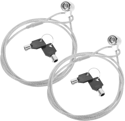 Alipis Sets de Câbles de Sécurité en Alliage pour Ordinateur Portable Lot de 2 Verrou Antivol Facile à Utiliser Clé, Design Flexible, pour Protéger PC et Tablettes
