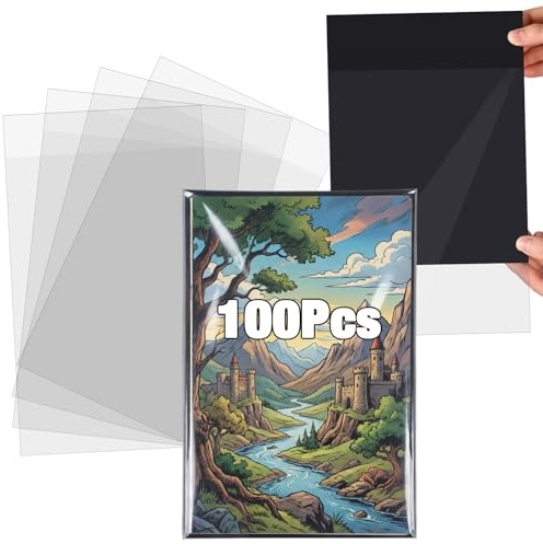 YooNotee 100 Sets Current Comic Book Bags and Boards, Reusable Acid Free Clear Comic Book Sleeves with Black Backing Boards, Thick Magazine Storage Protection for Books Collection, 6.9 x 12''