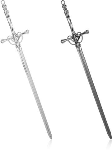 SULIKJHUI 2 Pack Letter Openers, Sword Letter Opener with Ergonomic Handle, Mail Opener Tool for Home & Office Use (Silver & Black, 8.07x1.65 Inch)