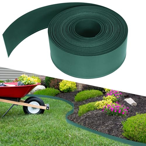 TATIVALO Flexibel gräsmatta kant plast 10 m, höjd 12 cm, böjbar och skärbar rabattkant, rabattkant för trädgårdsgräsmatta, robust klippkant, trädgårdspalisad, grön