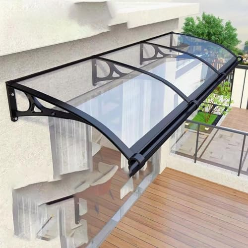 Dörrskydd av aluminiumlegering – UV- och regnskydd, böjd design, enkel installation, storlek #2-100 x 100 cm/39 x 40 tum, väderbeständigt utomhusskydd