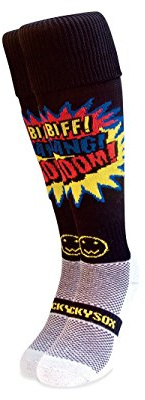 WackySox Biff Bang Boom Black Knee Length Sports Socks, Rugby Socks, Hockey Socks