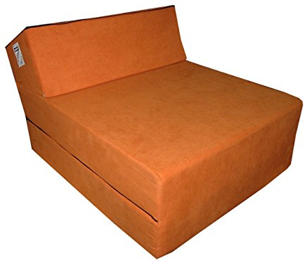 Natalia Spzoo – 3-teilige klappbare Schaumsessel (160 x 60 x 12 cm) gemütliche Faltmatratze für einen erholsamen Schlaf – Klappmatratze mit Schaumstoffkern & abnehmbarem Bezug Orange