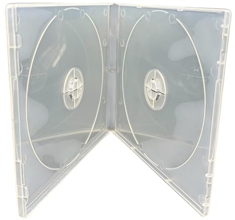 25 x Double Clear CD Jewel Cases – Shatterproof 10.4mm Spine with Outer Sleeve for Artwork – Holds 2 CD/DVD/Blu-ray Discs – Ideal for Replacements, Storage & Mailing