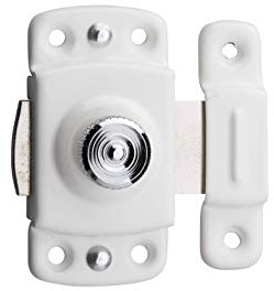 THIRARD - Verrou Porte Ameublement Automatique - Coffre Laiton Embouti Chromé - Pêne Acier Chromé- Bouton Laiton Molleté - Portes d’Intérieur - 30 mm - Blanc