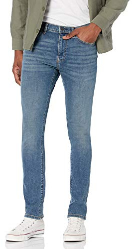 Amazon Essentials Jeans Elasticizzati Skinny - Colori Fuori Produzione Uomo, Blu Medio Vintage, 32W / 30L